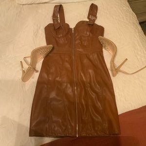 Tan zip up dress